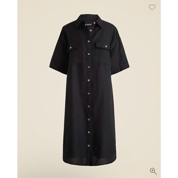 J. Crew Utility shirt-dress in linen Black Size XL NWT CI926 - Picture 4 of 7